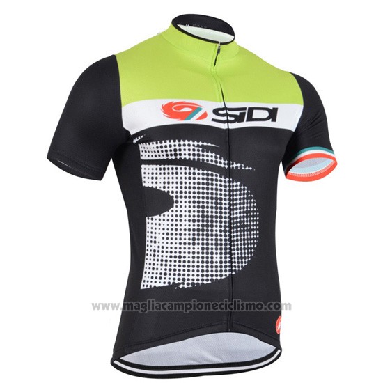 2015 Abbigliamento Ciclismo Castelli SIDI Nero e Verde Manica Corta e Salopette